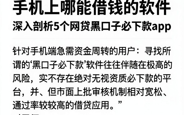 手机上哪能借钱的软件,深入剖析5个网贷黑口子必下款app