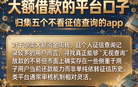 大额借款的平台口子，归集五个不看征信查询的app