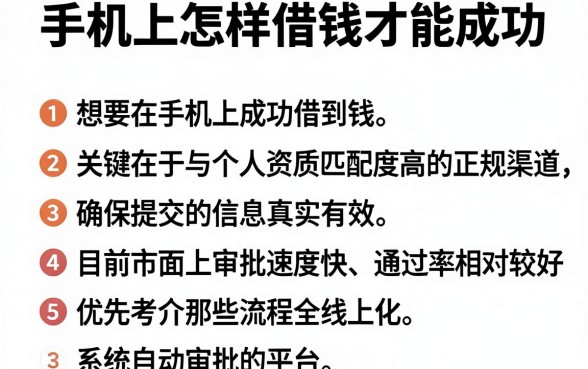 手机上怎样借钱才能成功，整合五个最新秒批小额贷款软件