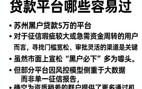 贷款平台哪些容易过,条列五个苏州黑户贷款5万的平台