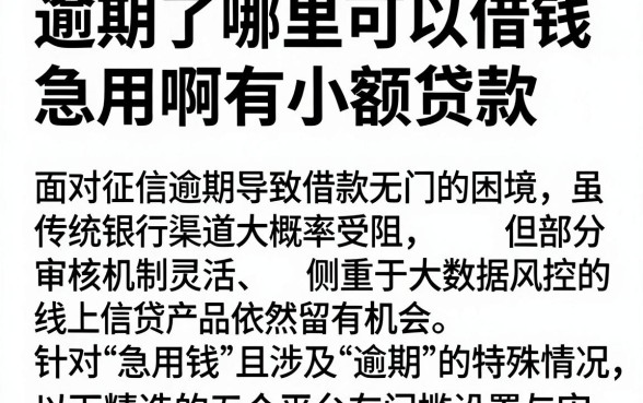 逾期了哪里可以借钱急用啊有小额贷款，精选5个最新网贷口子今日整理这五个平台