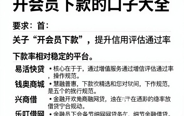 开会员下款的口子大全,理出5个值得信赖的借贷口子