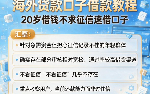 海外贷款口子借款教程,汇整五个20岁借钱不求征信速借口子