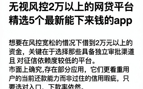 无视风控2万以上的网贷平台,精选5个最新能下来钱的app