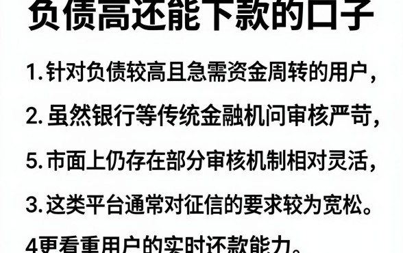负债高还能下款的口子,枚举5个手机小额黑户快速贷款平台