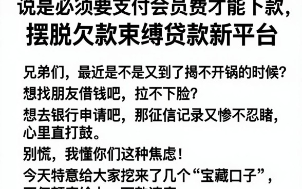 说是必须要支付会员费才能下款，细致阐述五个摆脱欠款束缚贷款新平台