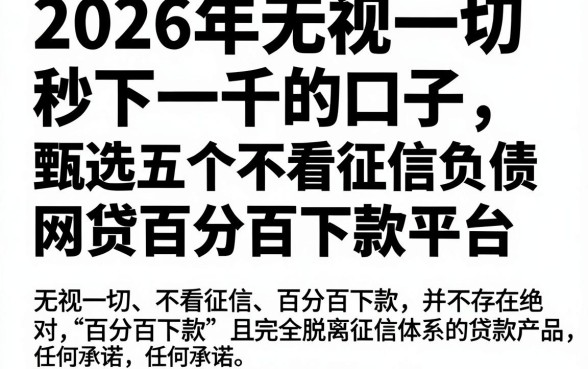 2026年无视一切秒下一千的口子,甄选五个不看征信负债的网贷百分百下款平台