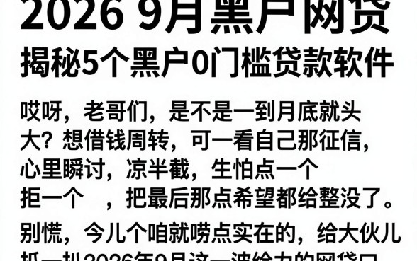 2026 9月黑户网贷,揭秘5个黑户0门槛贷款软件