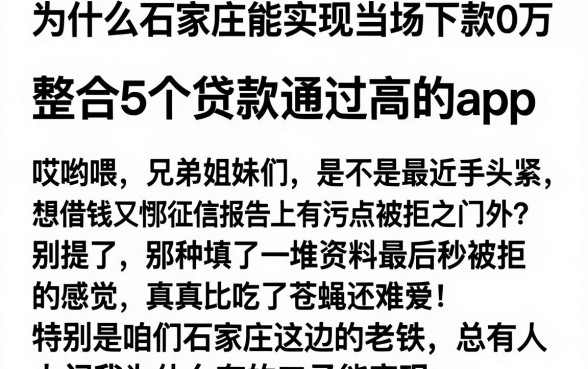 为什么石家庄能实现当场下款0万,整合5个贷款通过高的app