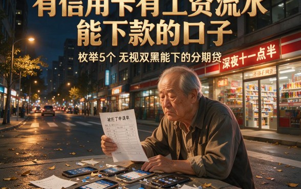 有信用卡有工资流水能下款的口子,枚举5个无视双黑能下的分期贷