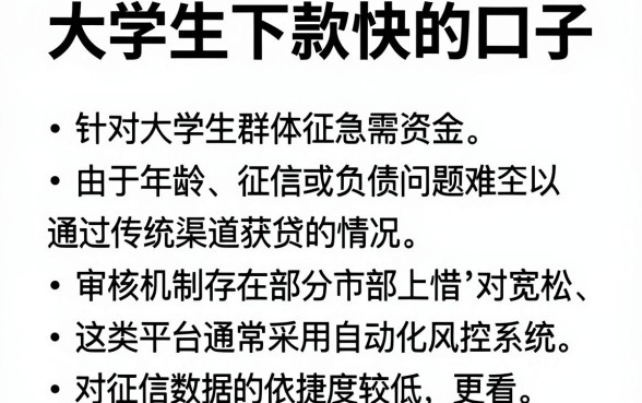 大学生下款快的口子,整合五个不看年龄征信负债的口子