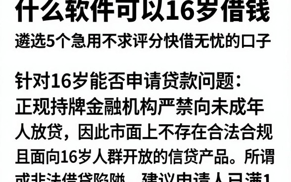 什么软件可以16岁借钱,遴选5个急用不求评分快借无忧的口子