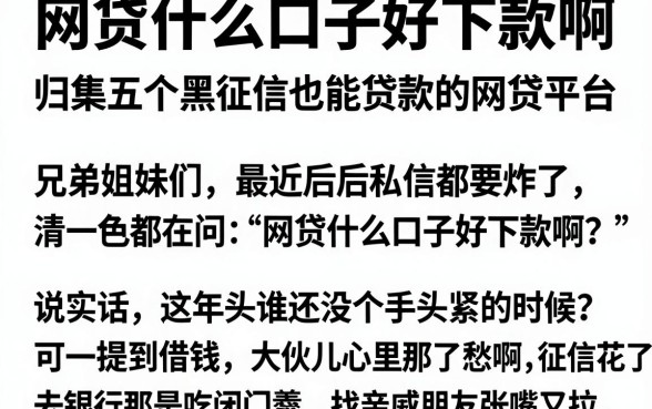 网贷什么口子好下款啊,归集五个黑征信也能贷款的网贷平台