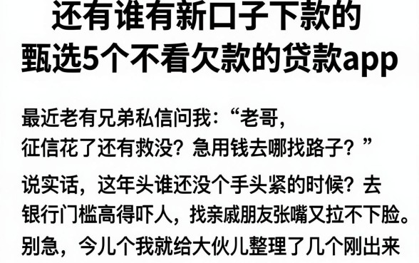 还有谁有新口子下款的,甄选5个不看欠款的贷款app