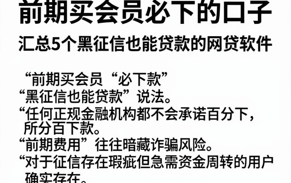 前期买会员必下的口子,汇总5个黑征信也能贷款的网贷软件