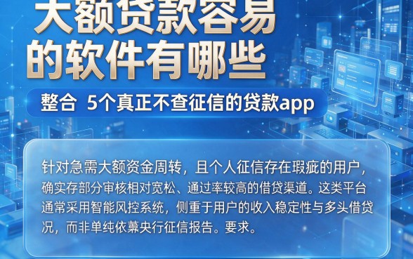 大额贷款容易的软件有哪些,整合5个真正不查征信的贷款app