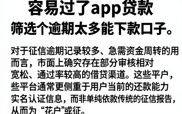 容易过的app贷款,筛选五个逾期太多能下款口子