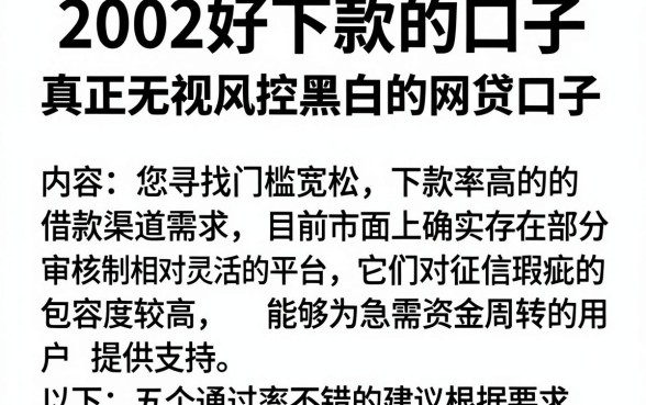 2002好下款的口子,整合五个真正无视风控黑白的网贷口子