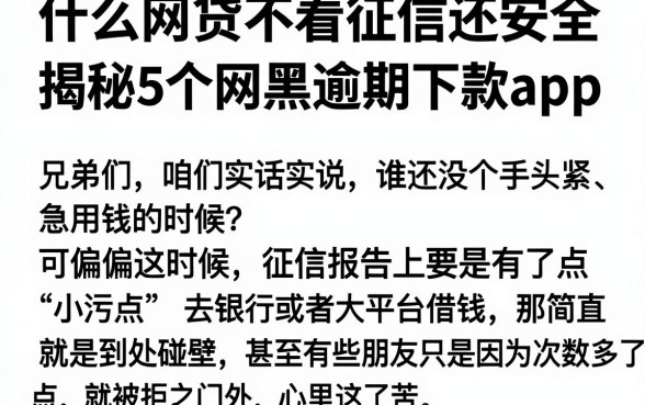 什么网贷不看征信还安全，揭秘5个网黑逾期下款app