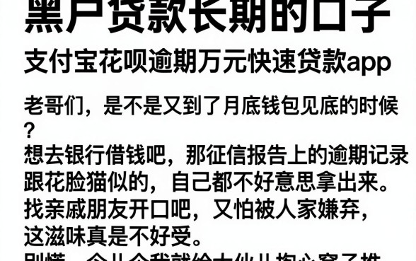 黑户贷款长期的口子,整合5个支付宝花呗逾期万元快速贷款app