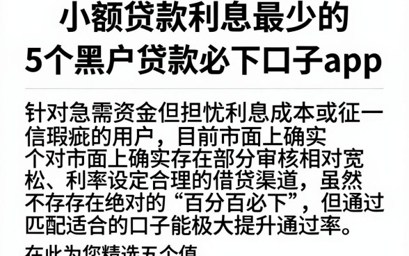 小额贷款利息最少的,整合5个黑户贷款必下口子app