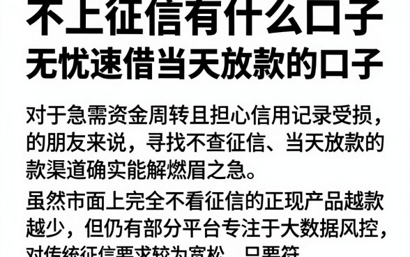 不上征信有什么口子,梳理五个无忧速借当天放款的口子
