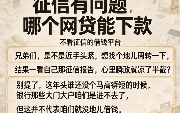 征信有问题哪个网贷能下款,归纳五个不看征信的借钱平台