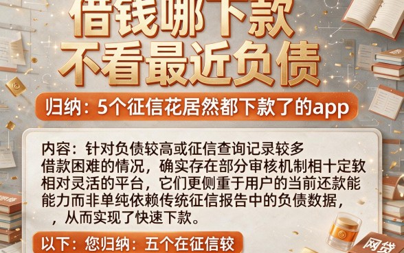 借钱哪下款不看最近负债,归纳5个征信花居然都下款了的app
