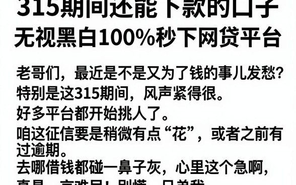 315期间还能下款的口子，整理五个无视黑白100%秒下网贷平台