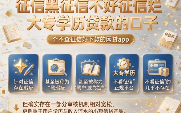 征信黑征信不好征信烂大专学历贷款的口子,胪列五个不查征信好下款的网贷app