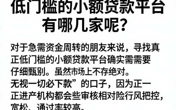 低门槛的小额贷款平台有哪几家呢,详细阐述5个无视一切必下款的口子