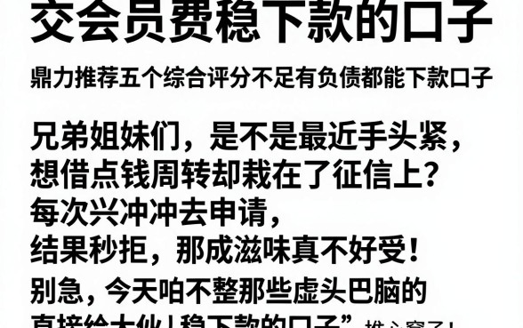 交会员费稳下款的口子，鼎力推荐五个综合评分不足有负债都能下款口子