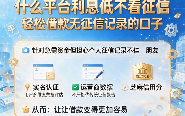什么平台利息低不看征信,概括五个轻松借款无征信记录的口子