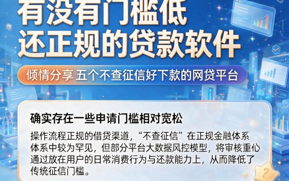 有没有门槛低还正规的贷款软件，倾情分享五个不查征信好下款的网贷平台