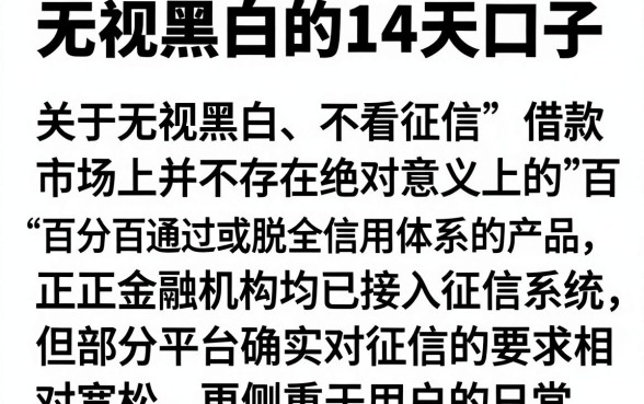 无视黑白的14天口子,详尽说明5个可以不看征信就能下款的软件