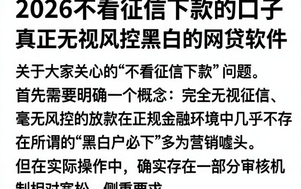 2026不看征信下款的口子,细致阐述五个真正无视风控黑白的网贷软件