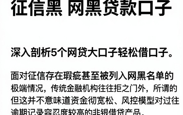 征信黑 网黑贷款口子,深入剖析5个网贷大口子轻松借口子