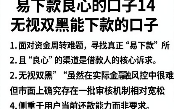 易下款良心的口子14,胪列五个无视双黑能下款的口子