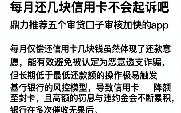 每月还几块信用卡不会起诉吧，鼎力推荐五个审贷口子审核加快的app