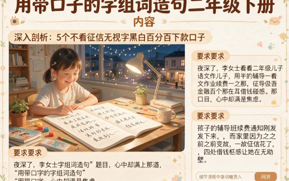 用带口子的字组词造句二年级下册,深入剖析5个不看征信无视黑白百分百下款口子