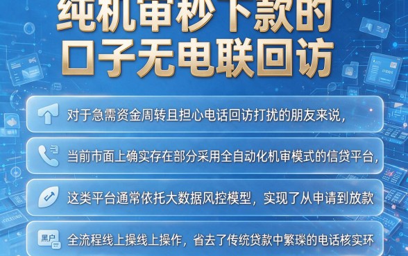 纯机审秒下款的口子无电联回访,细致阐述五个黑户可快速办理小额贷款业务的平台
