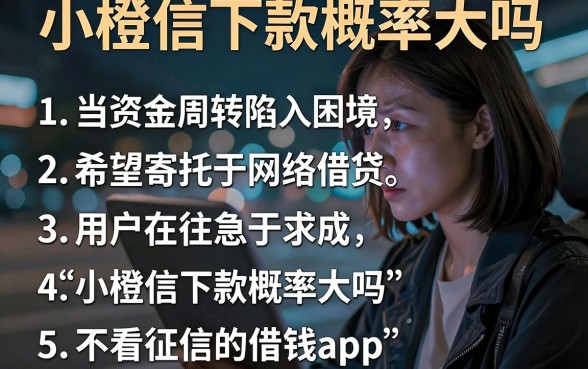 小橙信下款概率大吗,胪列5个不看征信的借钱app