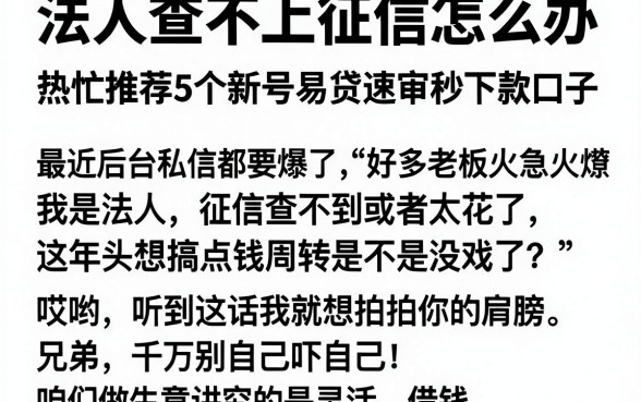 法人查不上征信怎么办,热忱推荐5个新号易贷速审秒下款口子
