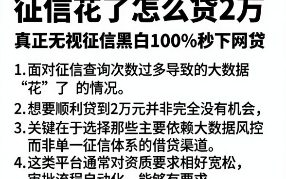 征信花了怎么贷2万,汇总五个真正无视征信黑白100%秒下网贷