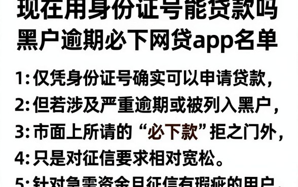 现在用身份证号能贷款吗,归纳5个黑户逾期必下网贷app名单