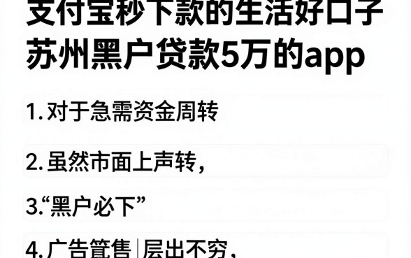 支付宝秒下款的生活好口子，陈列五个苏州黑户贷款5万的app