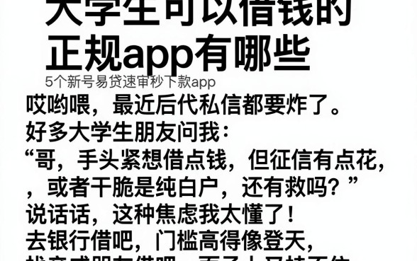 大学生可以借钱的正规app有哪些,详细阐述5个新号易贷速审秒下款app
