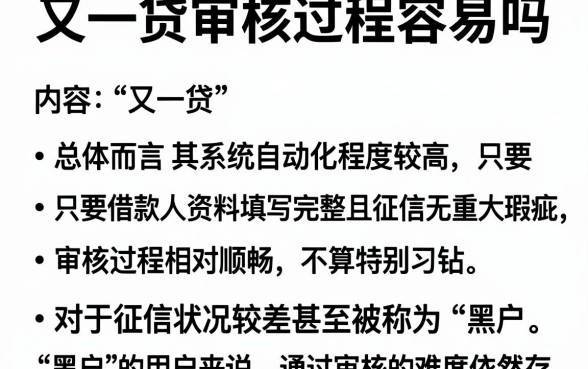 又一贷审核过程容易吗,陈列5个黑征信也能贷款的网贷平台