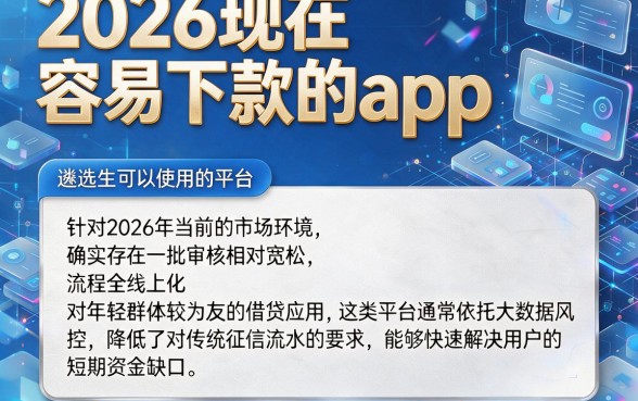 2026现在容易下款的app，遴选五个大学生可以使用的平台