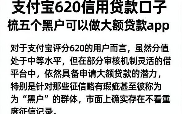支付宝620信用贷款口子,梳理五个黑户可以做大额贷款app